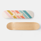 Retro Pastel Rainbow Persoonlijke naam Persoonlijk Skateboard (Horizontaal)
