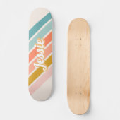 Retro Pastel Rainbow Persoonlijke naam Persoonlijk Skateboard (Voorkant)