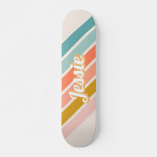 Retro Pastel Rainbow Persoonlijke naam Persoonlijk Skateboard