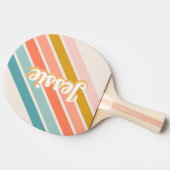 Retro Pastel Rainbow Persoonlijke naam Tafeltennisbatje (Zijkant)