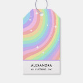 Retro Pastel Rainbow Wavy Pattern Stars Cadeaulabel (Voorkant)