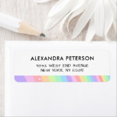 Retro Pastel Rainbow Wavy Pattern with Stars Etiket (Insitu)