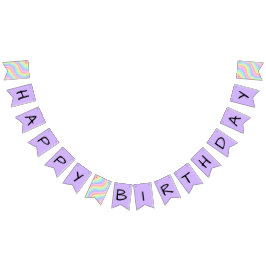 Retro Pastel Regenboog 6de Verjaardag Gefeliciteer Vlaggetjes