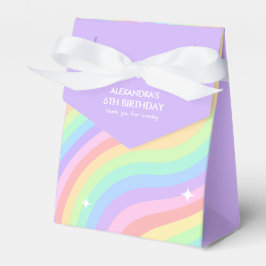 Retro Pastel Regenboog 6e Verjaardagsfeestje Bedankdoosjes