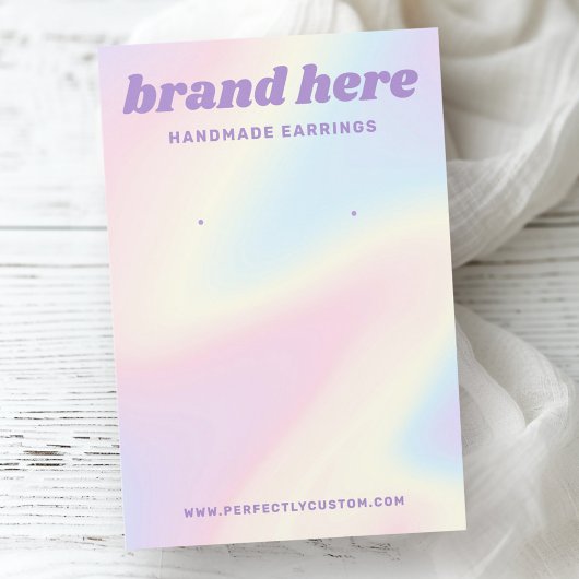 Retro pastel regenboog paarse oorbel kaart