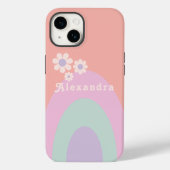 Retro Pastel Regenboog Strepen Bloemen Naam Case-Mate iPhone Case (Achterkant)
