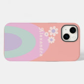Retro Pastel Regenboog Strepen Bloemen Naam Case-Mate iPhone Case (Achterkant (horizontaal))