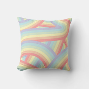 Retro Pastel Regenboog Stripes Patroon Kussen