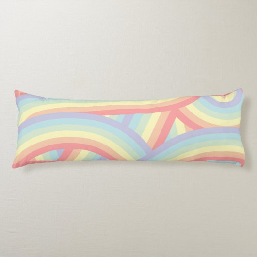Retro Pastel Regenboog Stripes Patroon Lichaamskussen (Voorkant)