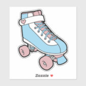Retro Pastel Roze Blauw Girly Cartoon Roller Schaa Sticker (Vel)