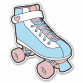 Retro Pastel Roze Blauw Girly Cartoon Roller Schaa Sticker (Voorkant)