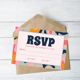 Retro Pastel Roze Blauw Groovy Elegant RSVP