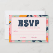 Retro Pastel Roze Blauw Groovy Elegant RSVP (Voorkant)