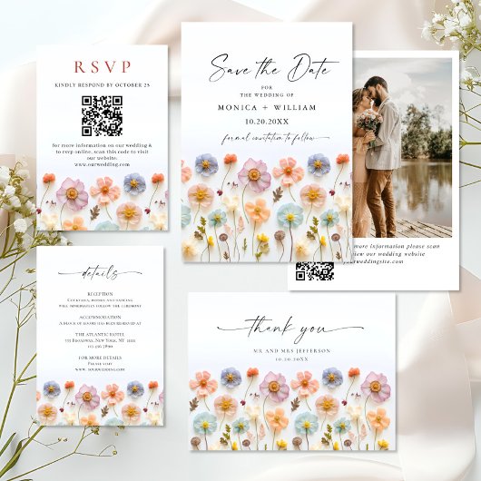 Retro Pastel Roze Bohemian Wildflower Bruiloft Bedankdoosjes