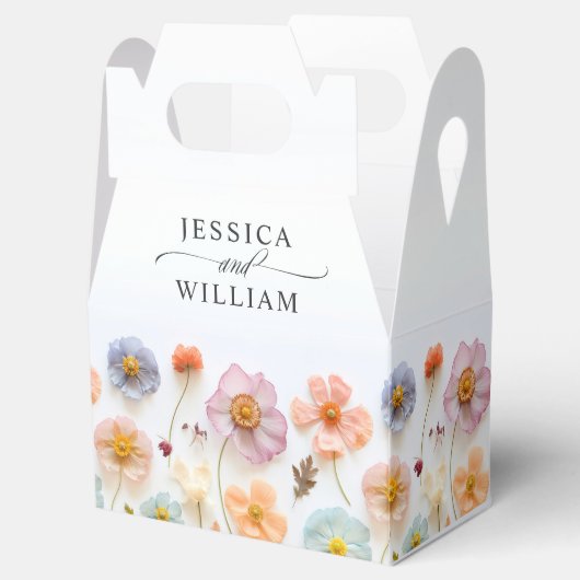 Retro Pastel Roze Bohemian Wildflower Bruiloft Bedankdoosjes (Geopend)