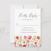 Retro Pastel Roze Boho Wilde Bloemen Bruiloft RSVP Kaartje (Voorkant)