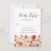 Retro Pastel Roze Boho Wilde Bloemen Bruiloft RSVP Kaartje (Voorkant)