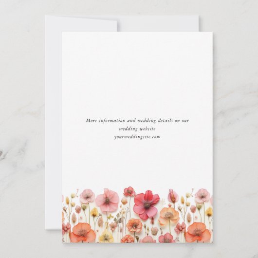 Retro Pastel Roze Boho Wilde Bloemen Bruiloft Save The Date (Achterkant)