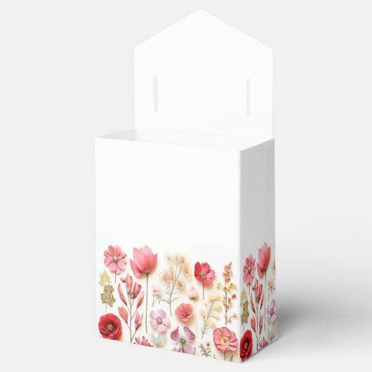 Retro Pastel Roze Boho Wildflower Bruiloft Bedankdoosjes (Geopend)