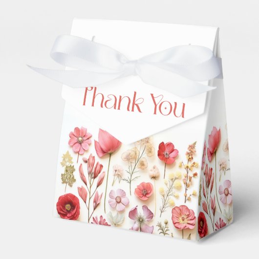 Retro Pastel Roze Boho Wildflower Bruiloft Bedankdoosjes (Voorkant Zijde)
