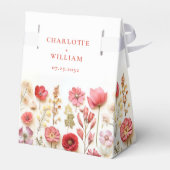 Retro Pastel Roze Boho Wildflower Bruiloft Bedankdoosjes (Achterkant)