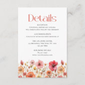 Retro Pastel Roze Boho Wildflower Bruiloft Details Informatiekaartje (Voorkant)