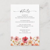 Retro Pastel Roze Boho Wildflower Bruiloft Details Informatiekaartje (Voorkant)