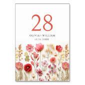Retro Pastel Roze Boho Wildflower Bruiloft Details Kaart (Voorkant)