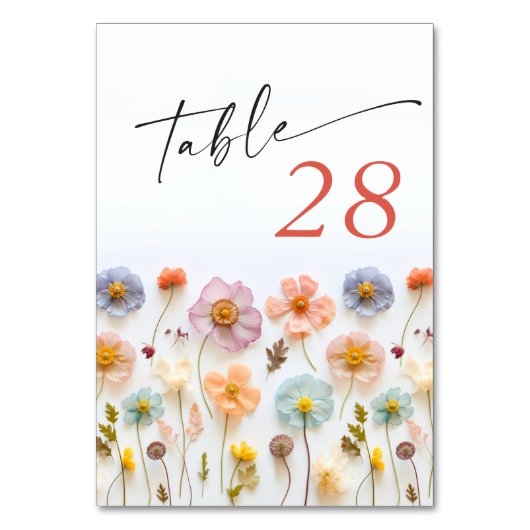 Retro Pastel Roze Boho Wildflower Bruiloft Details Kaart (Voorkant)