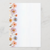 Retro Pastel Roze Boho Wildflower Bruiloft Details Menu (Achterkant)