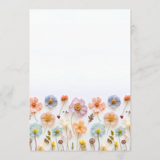 Retro Pastel Roze Boho Wildflower Bruiloft Details Menu (Achterkant)