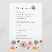 Retro Pastel Roze Boho Wildflower Bruiloft Details Menu (Voorkant)