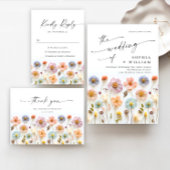 Retro Pastel Roze Boho Wildflower Bruiloft Details Menu