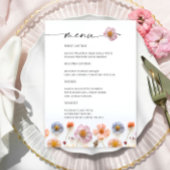 Retro Pastel Roze Boho Wildflower Bruiloft Details Menu