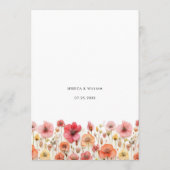 Retro Pastel Roze Boho Wildflower Bruiloft Details Menu (Achterkant)
