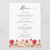 Retro Pastel Roze Boho Wildflower Bruiloft Details Menu (Voorkant)
