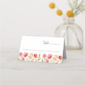 Retro Pastel Roze Boho Wildflower Bruiloft Plaatskaartje (Voorkant)