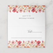 Retro Pastel Roze Boho Wildflower Bruiloft Plaatskaartje (Buitenkant ongevouwen)