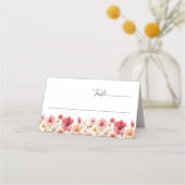 Retro Pastel Roze Boho Wildflower Bruiloft Plaatskaartje (Voorkant)