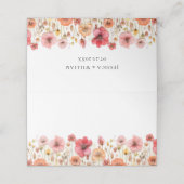 Retro Pastel Roze Boho Wildflower Bruiloft Plaatskaartje (Buitenkant ongevouwen)