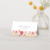 Retro Pastel Roze Boho Wildflower Bruiloft Plaatskaartje (Achterkant)
