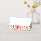 Retro Pastel Roze Boho Wildflower Bruiloft Plaatskaartje (Voorkant)