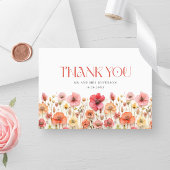 Retro Pastel Roze Boho Wildflower Dank u Bedankkaart