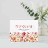 Retro Pastel Roze Boho Wildflower Dank u Briefkaart (Staand voorkant)