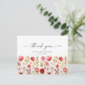 Retro Pastel Roze Boho Wildflower Dank u Briefkaart (Staand voorkant)