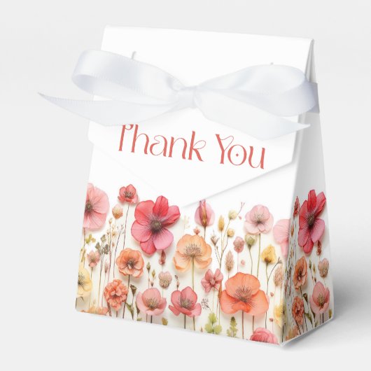 Retro Pastel Roze Boho Wildflower Vrijgezellenfees Bedankdoosjes (Voorkant Zijde)