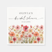 Retro Pastel Roze Boho Wildflower Vrijgezellenfees Servet (Voorkant)