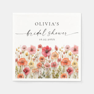 Retro Pastel Roze Boho Wildflower Vrijgezellenfees Servet