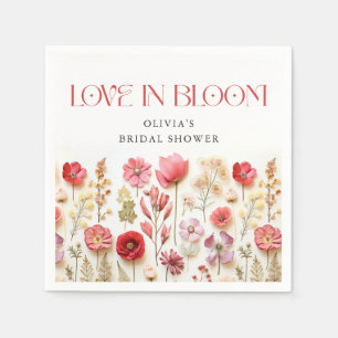 Retro Pastel Roze Boho Wildflower Vrijgezellenfees Servet