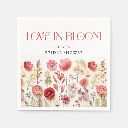 Retro Pastel Roze Boho Wildflower Vrijgezellenfees Servet (Voorkant)